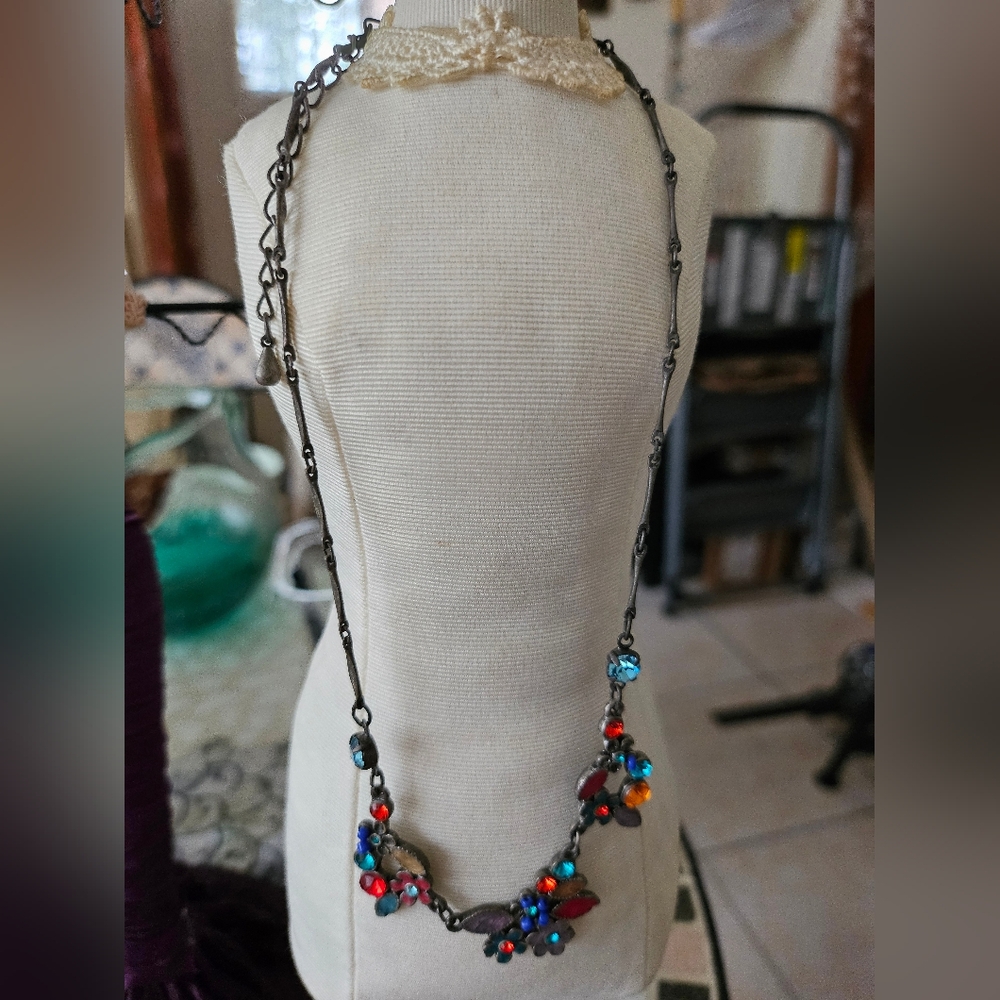 Vintage Colorful Foloral Neclace With Stones ♡